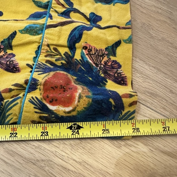 Anthropologie Nathalie Lete Yellow Floral Butterfly Lounge Pajama Pants XL - Picture 6 of 6